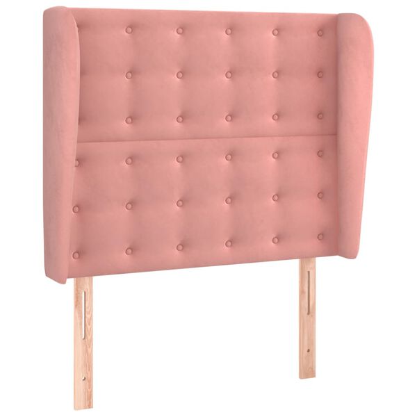 vidaXL Čelo postele so z&aacute;hybmi ružov&yacute; 103x23x118/128 cm zamat