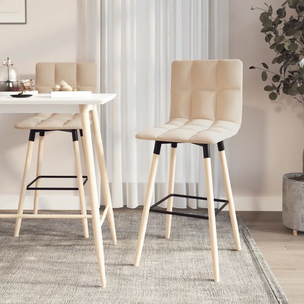 vidaXL Barové stoličky 2 ks krémové látkové