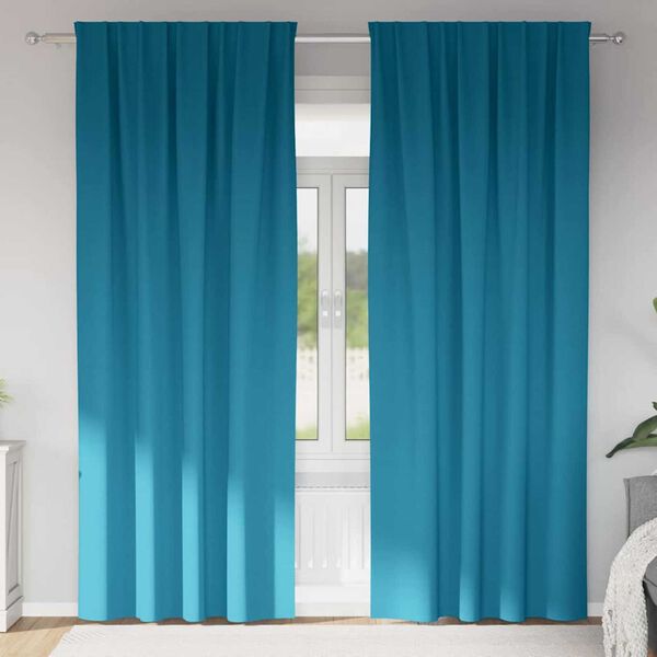 vidaXL Záclony na zatemnenie s krúžkami 2 pcs Tyrkysová 260 x 140 cm
