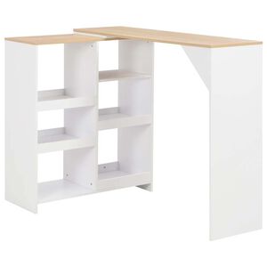 vidaXL Barov&yacute; st&ocirc;l s pohyblivou poličkou, biely 138x39x110 cm