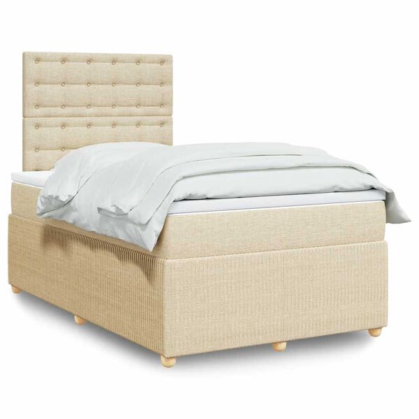 vidaXL Boxspring posteľ s matracom kr&eacute;mov&yacute; 120x200 cm l&aacute;tka