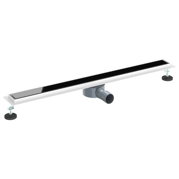 vidaXL Sprchov&yacute; odtok s sklen&yacute;m krytom a 360&deg; sif&oacute;nom Čierna 90 cm