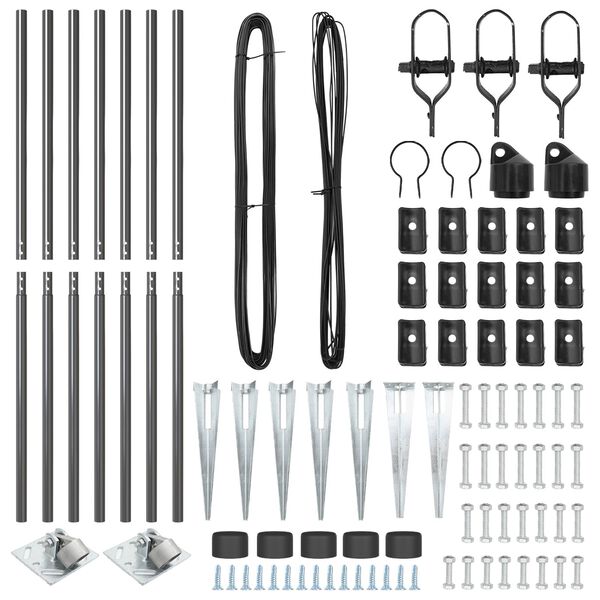 vidaXL Plotové stĺpy 7 pcs Sivá Ø32mm 140 cm Pozinkovaná oceľ