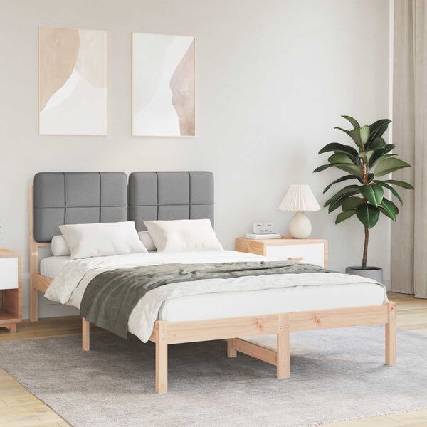 vidaXL Rám postele s čalúneným čelom Svetlosivá 120 x 190 cm