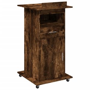 vidaXL Rečn&iacute;cky pult kolieska z&aacute;suvka dymov&yacute; dub 55x55x107cm kom.drevo