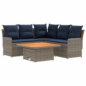vidaXL Sady n&aacute;bytku s vank&uacute;&scaron;om 4 pcs &Scaron;ed&aacute; a n&aacute;morn&iacute;ck&aacute; modr&aacute; PE ratan
