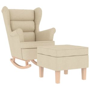 vidaXL Hojdacie kreslo s podnožkou kr&eacute;mov&eacute; l&aacute;tka