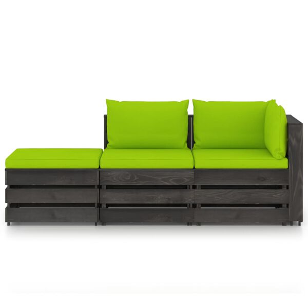 vidaXL 3-dielna z&aacute;hradn&aacute; s&uacute;prava+podložky, siv&eacute; impregnovan&eacute; drevo