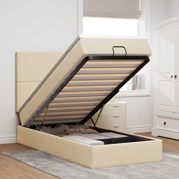 vidaXL Osmanský rám postele s matracom krémová 80x200 cm látka