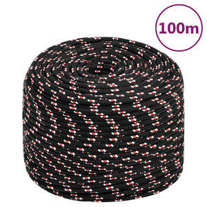 vidaXL Lodn&eacute; lano čierne 10 mm 100 m polypropyl&eacute;n