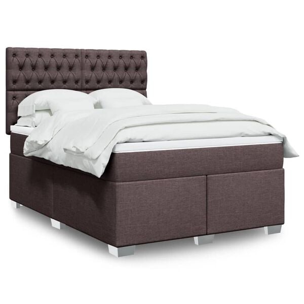 vidaXL Boxspring posteľ s matracom tmavohned&aacute; 140x190 cm l&aacute;tka