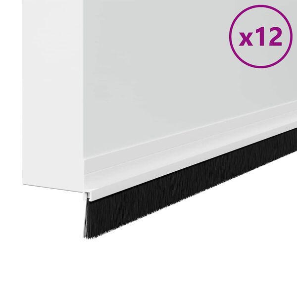 vidaXL Samolepiace tesnenia dver&iacute; s kefou 12 pcs Biela 100 cm