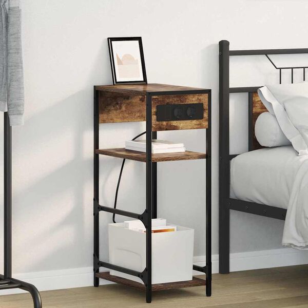 vidaXL Nočn&yacute; stol&iacute;k Dymov&aacute; dub 40 x 27 x 76 cm Kompozitn&eacute; drevo