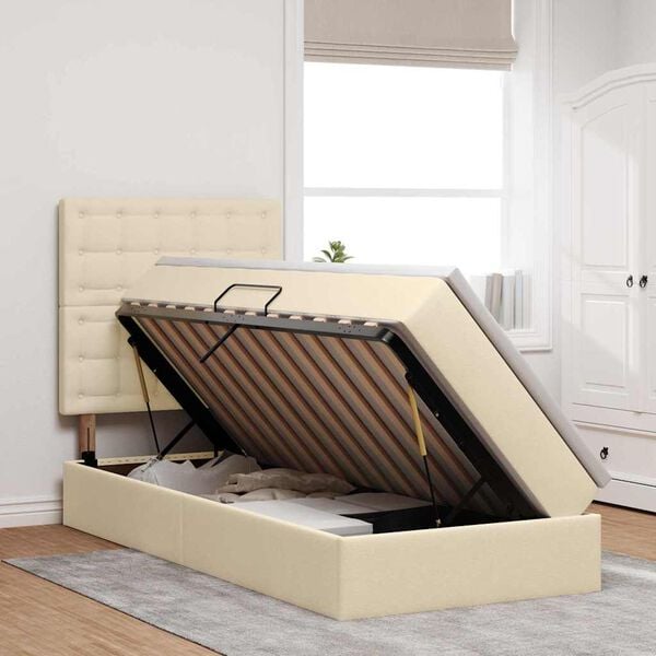 vidaXL Postel s &uacute;ložn&yacute;m prostorem a matrac&iacute; Kr&eacute;mov&aacute; 90 x 190 cm