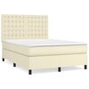 vidaXL Boxspring posteľ s matracom kr&eacute;mov&aacute; 140x190 cm umel&aacute; koža