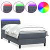 vidaXL Box Spring Posteľ s matracom a LED Tmavosiv&aacute; 100x220 cm Zamat