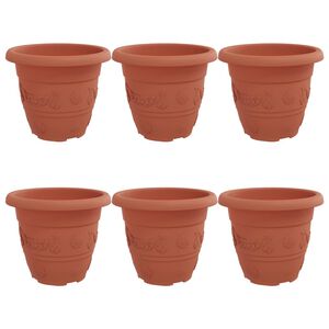 vidaXL Kulat&yacute; kvetin&aacute;č 6 pcs Tehlovo červen&aacute; &Oslash; 26 x 21.5 cm Plast