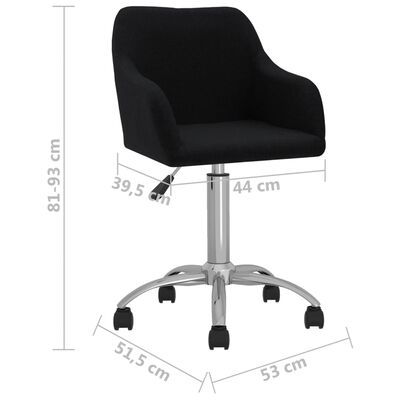 vidaXL Otočná kancelárska stolička čierna látková