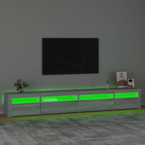 vidaXL TV skrinka s LED svetlami siv&aacute; sonoma 270x35x40 cm