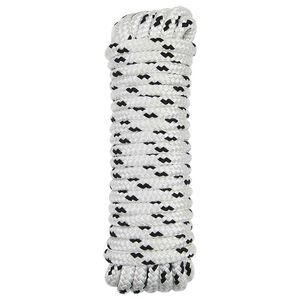 vidaXL Lano na čln 10 mm 6 m Biela a čierna Polyester