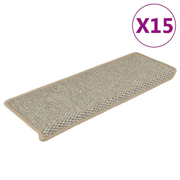 vidaXL Samolepiace nášľapy na schody, sisalový vzhľad 15 ks 65x21x4 cm
