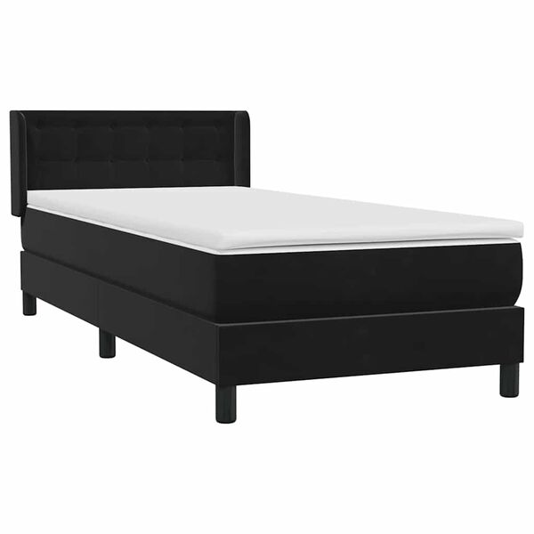 vidaXL Posteľn&yacute; r&aacute;m boxspring s matracom čierny 90x210 cm zamat