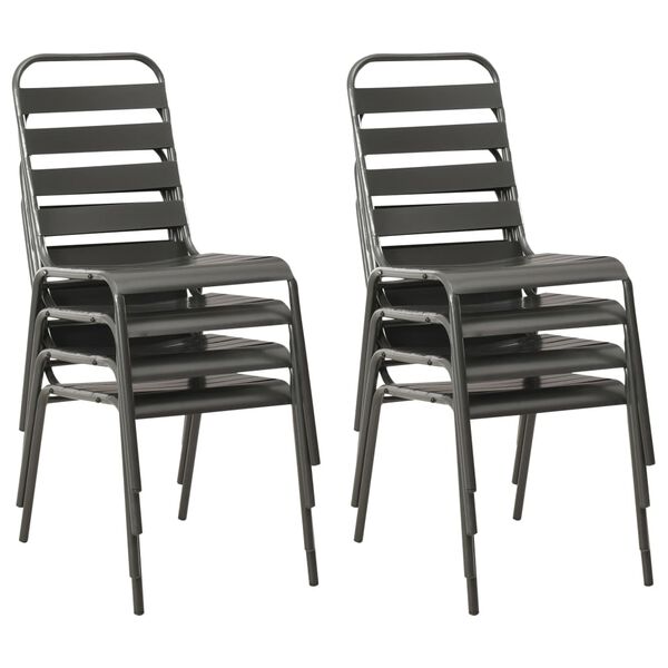 vidaXL 9-dielna vonkajšia jedálenská súprava tmavosivá oceľová