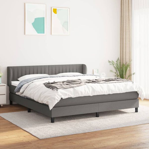 vidaXL Boxspring posteľ s matracom tmavosiv&aacute; 160x200 cm l&aacute;tka