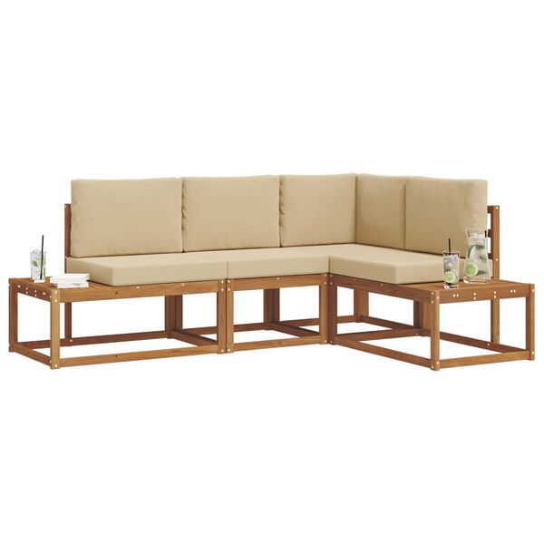 vidaXL Z&aacute;hradn&aacute; s&uacute;prava gaučov s vank&uacute;&scaron;om 4 Kus Pr&iacute;rodn&aacute; a b&eacute;žov&aacute;