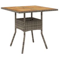 vidaXL Záhradný stôl s akáciovou doskou, sivý 80x80x75 cm, polyratan