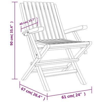 vidaXL Skladacie záhradné stoličky 2 ks 61x67x90 cm tíkový masív