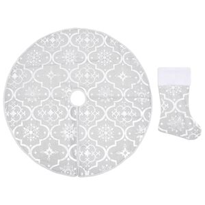 vidaXL Luxusn&aacute; deka pod vianočn&yacute; stromček s ponožkou biela 90 cm l&aacute;tka