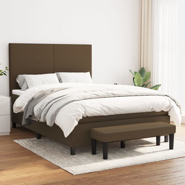 vidaXL Boxspring posteľ s matracom tmavohned&aacute; 140x200 cm l&aacute;tka