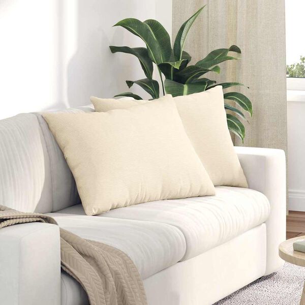 vidaXL Vankúše na pohovku 2 pcs Krémová 70 x 50 cm Kordúrová tkanina