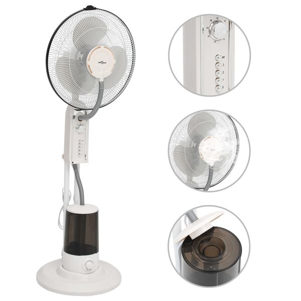 vidaXL Stojanov&yacute; ventil&aacute;tor s v&yacute;robou hmly 3 r&yacute;chlosti f&uacute;kania biely