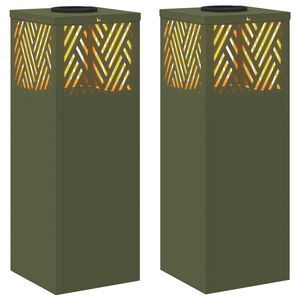 vidaXL Sol&aacute;rne LED svetlo na chodn&iacute;k 2 pcs Olivov&aacute; zelen&aacute;