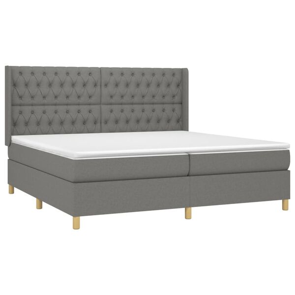 vidaXL Boxspring posteľ s matracom tmavosiv&aacute; 200x200 cm l&aacute;tka