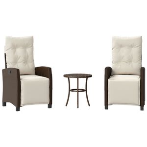 vidaXL 3-dielna bistro s&uacute;prava s podložkami hned&aacute; polyratan