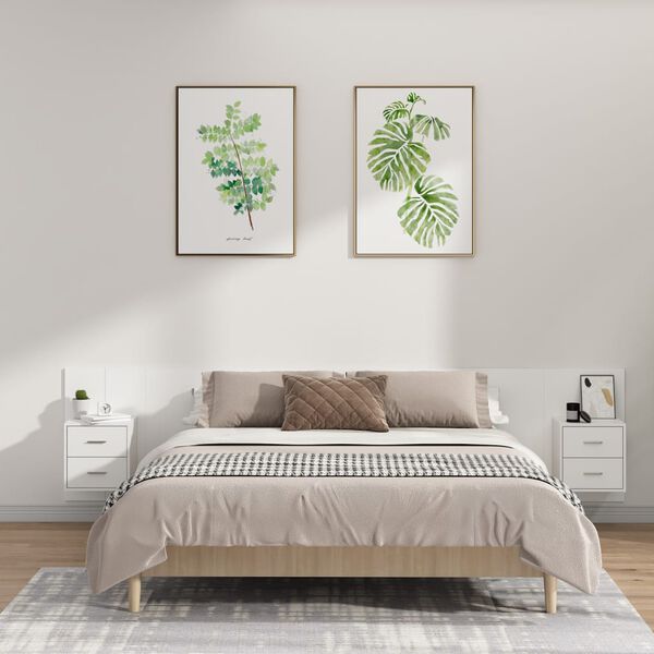 vidaXL Čelo postele so skrinkami biele spracovan&eacute; drevo