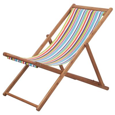 vidaXL Skladacie plážové kreslo, látka a drevený rám, viacfarebné
