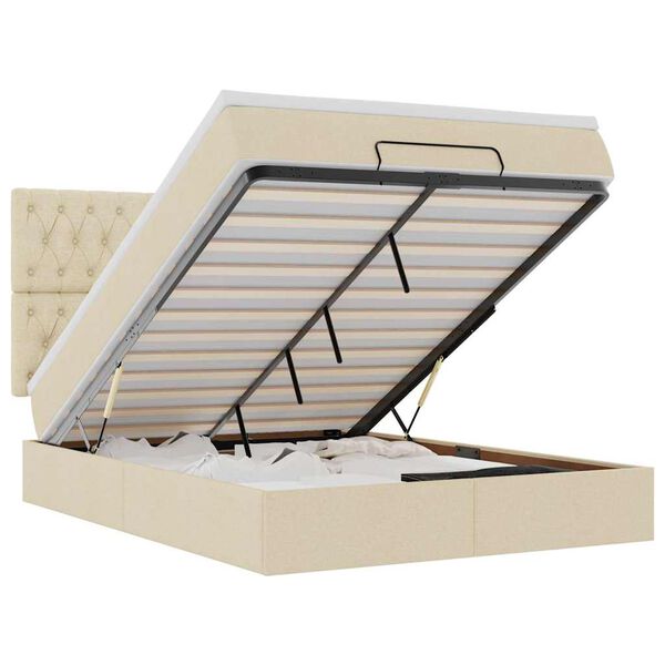 vidaXL Osmansk&aacute; posteľ s matracom kr&eacute;mov&aacute; 140x200 cm l&aacute;tka