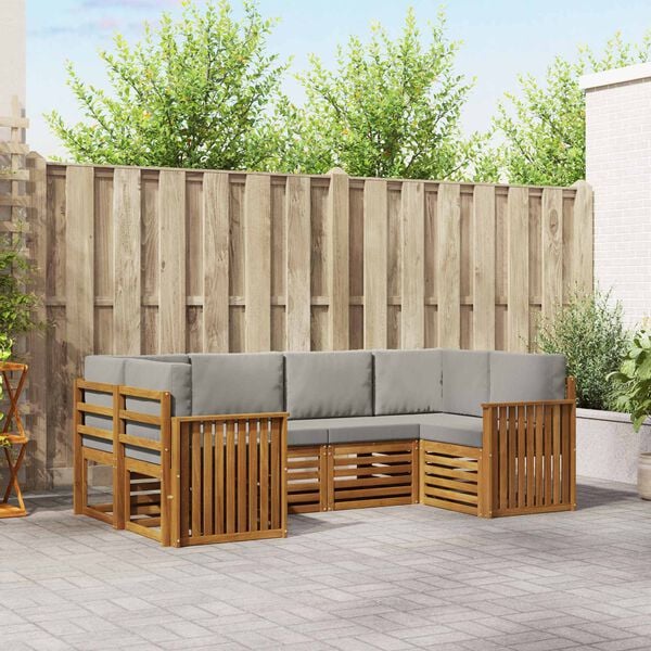 vidaXL S&uacute;pravy pohoviek s vank&uacute;&scaron;om 6 pcs Pr&iacute;rodn&aacute; a svetlosiv&aacute;