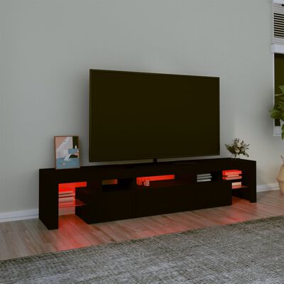 vidaXL TV skrinka s LED svetlami čierna 200x36,5x40 cm