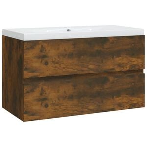 VidaXL Um&yacute;vadlov&aacute; skrinka so vstavan&yacute;m um&yacute;vadlom dymov&yacute; dub spr. drevo