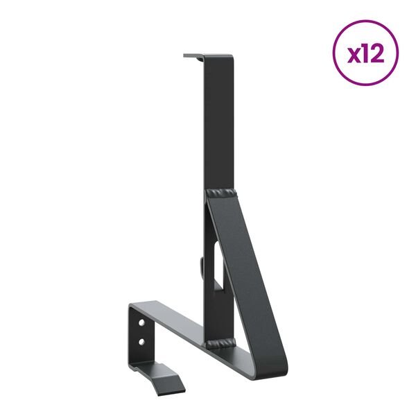 vidaXL Podpora str&aacute;žcu snehu 12 pcs Čierna 29,5 x 3 x 34,5 cm Oceľ