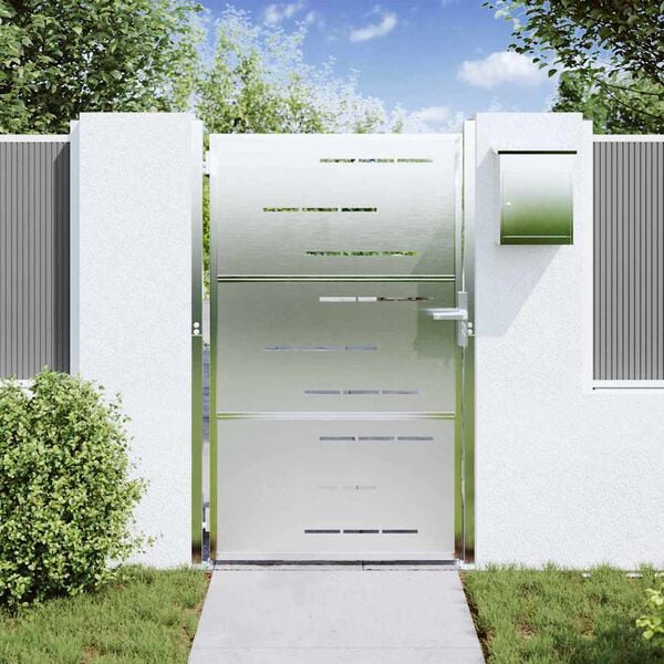 vidaXL Záhradná brána so zámkom Strieborná 100 x 125 cm Nerezová oceľ