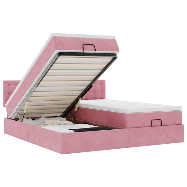 vidaXL Osmansk&yacute; r&aacute;m postele s matracom ružov&aacute; 180x200 cm zamat