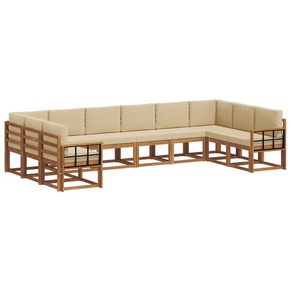 vidaXL Z&aacute;hradn&aacute; s&uacute;prava gaučov s vank&uacute;&scaron;om 10 pcs Pr&iacute;rodn&aacute; a b&eacute;žov&aacute;