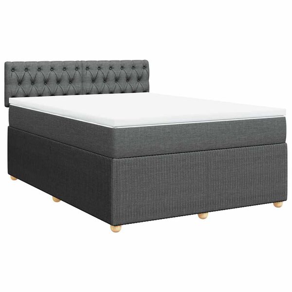 vidaXL Boxspring posteľ s matracom tmavosiv&aacute; 140x200 cm l&aacute;tka