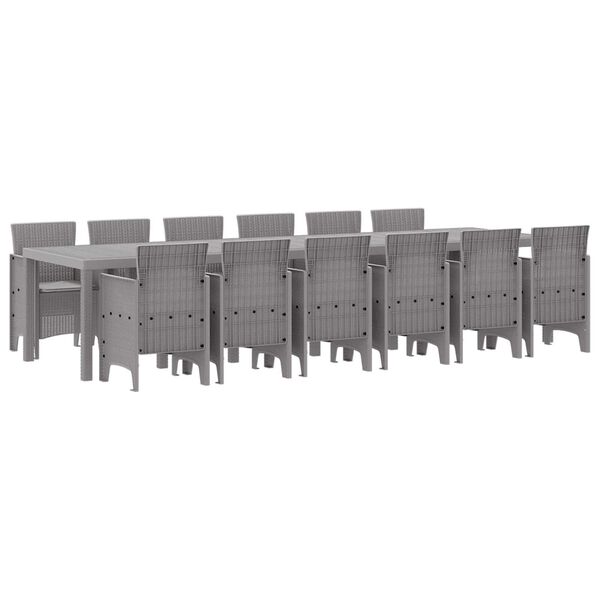 vidaXL Záhradný jedálenský set 13 pcs Svetlosivá Polt ratan